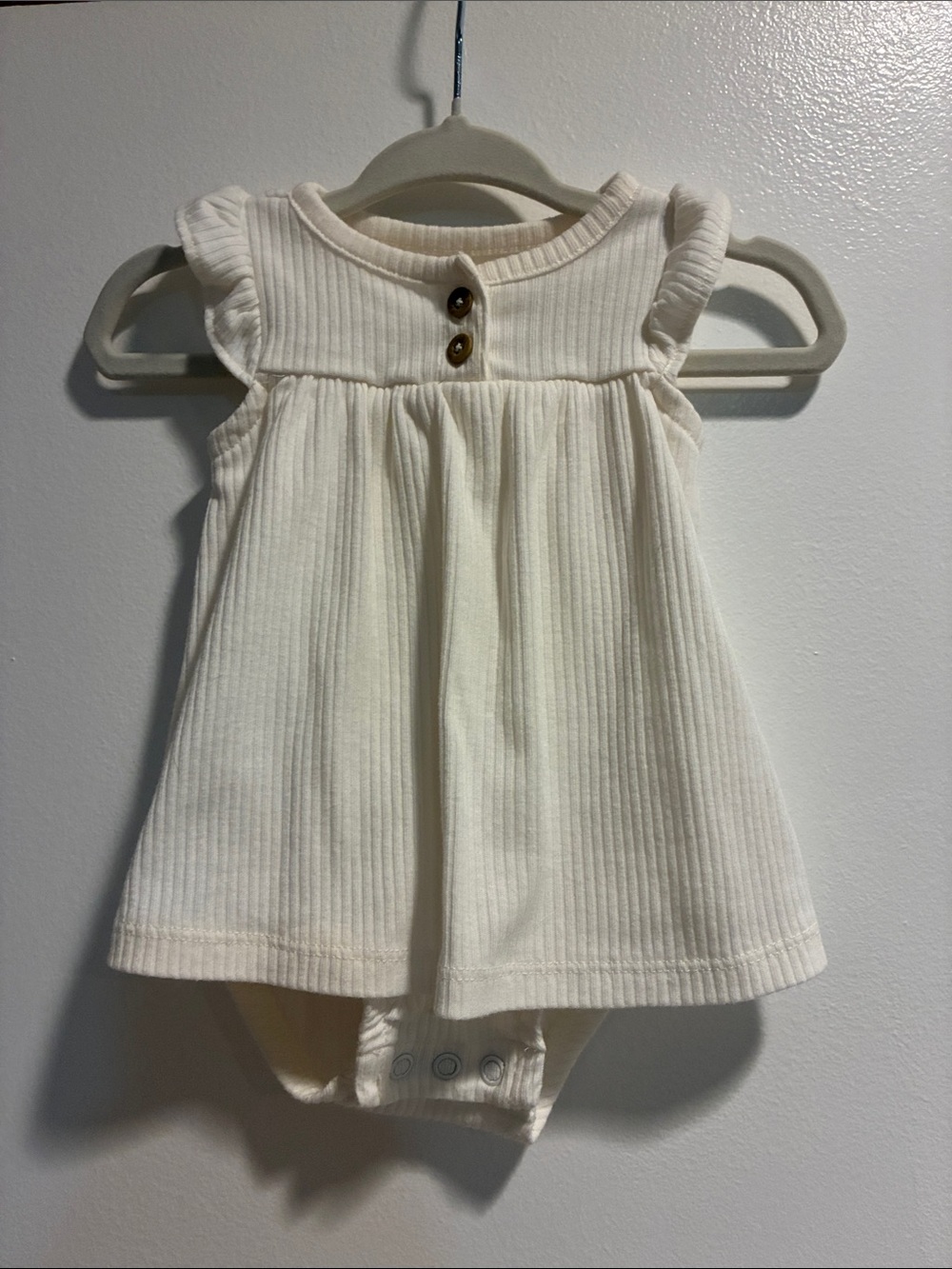 Baby Girl Carters White Ribbed Newborn Dress One Piece Body Suit